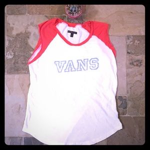 ⭐️Vans xl white red sleeveless T-shirt